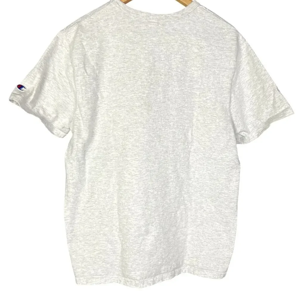 Champion Retro 90s Old English Metallic Logo Men's Large Light Gray T-Shirt - Picture 2 of 5